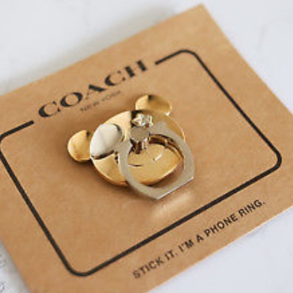 Coach Gold Bear with Eye Patch Star Phone Grip. - Picture 2 of 3